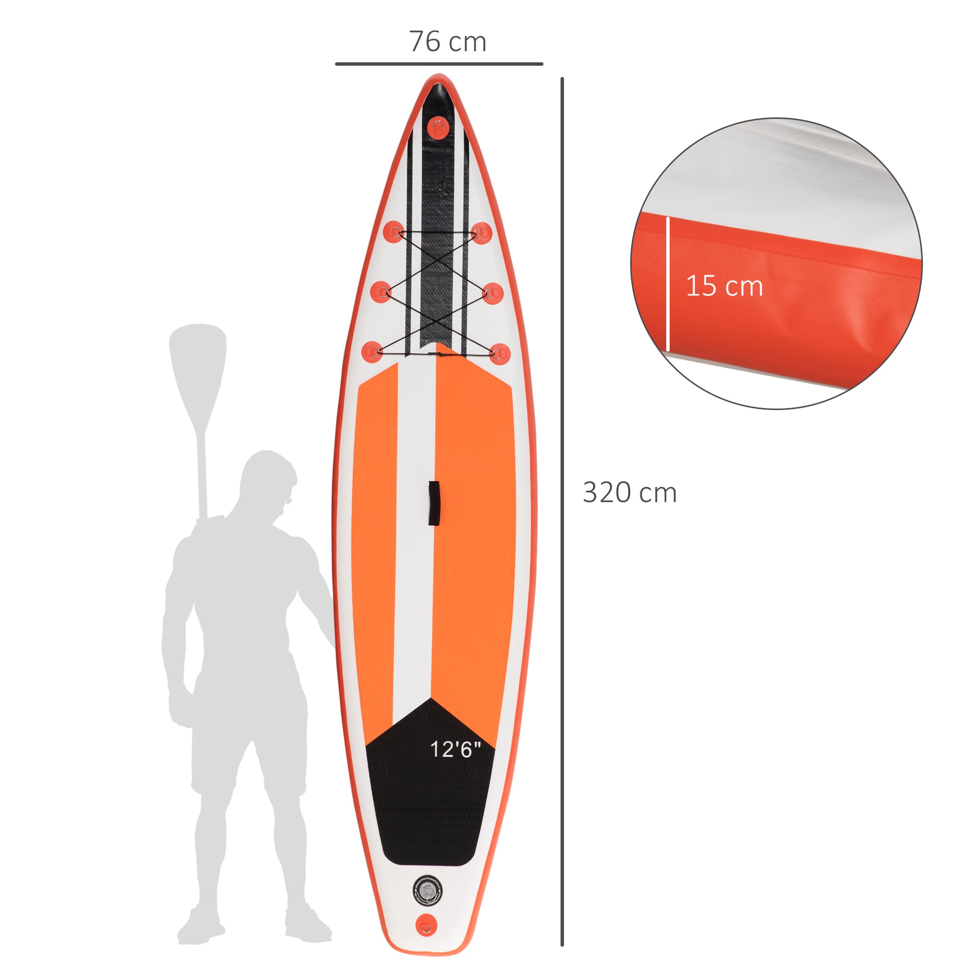 Outsunny 10'6" x 30" x 6" Inflatable Stand Up Paddle Board