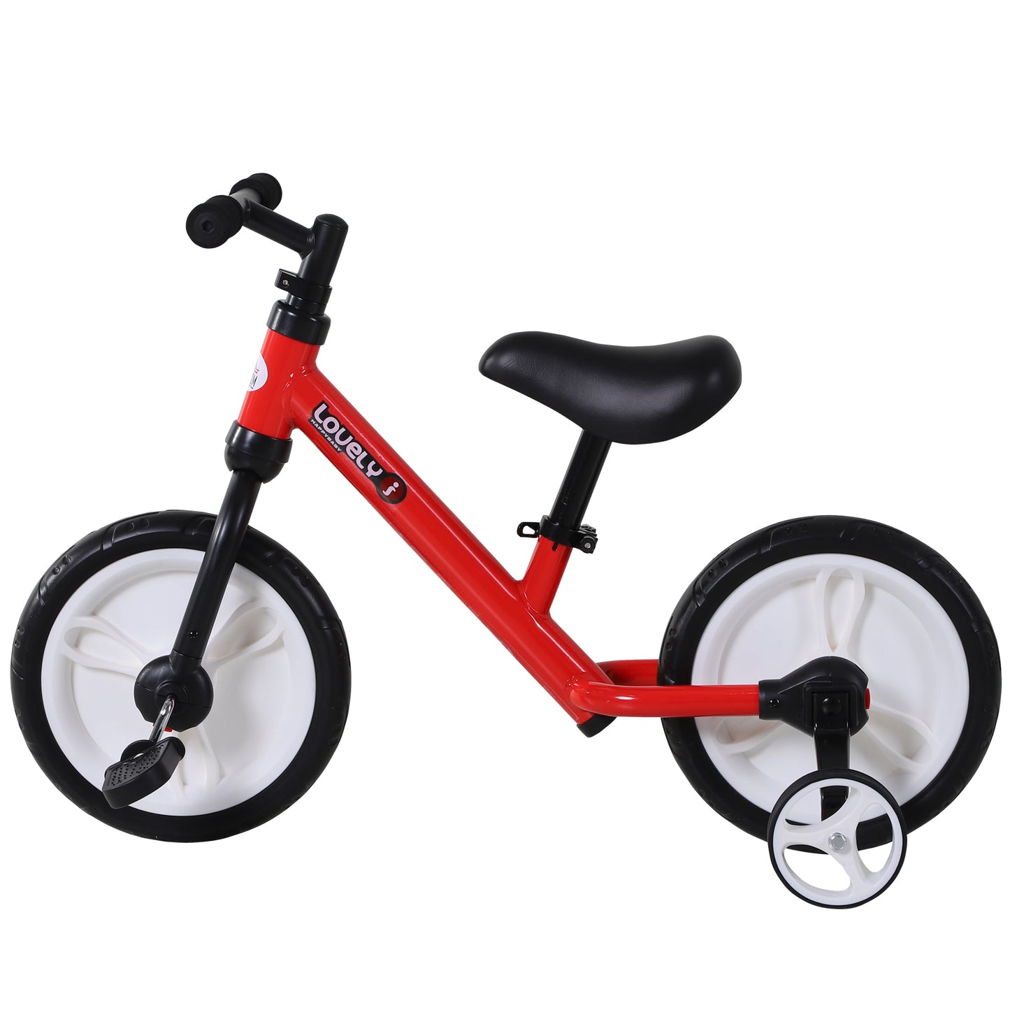 Homcom PP Toddlers Removable Stabiliser Balance Bike Red