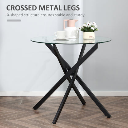 Homcom Side Table with Clear Tempered Glass Top