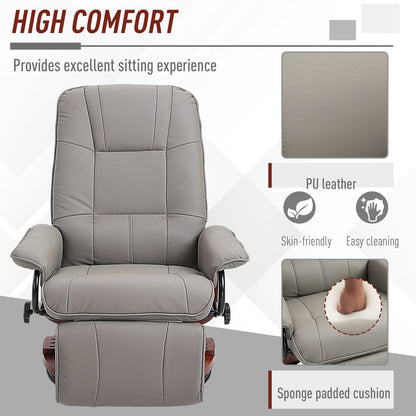 Homcom Manual Recliner Chair Armchair Sofa with Faux Leather Upholstered Wooden Base for Living Room Bedroom