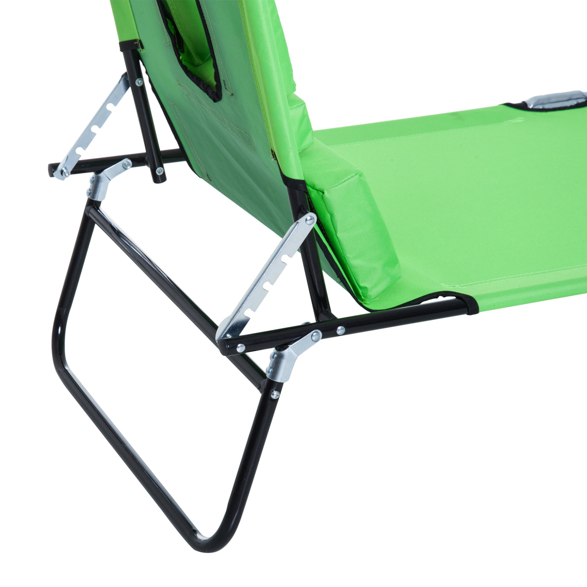 Outsunny Sun Lounger Foldable Reclining Chair with Pillow and Reading Hole Garden Beach Outdoor Recliner Adjustable Green