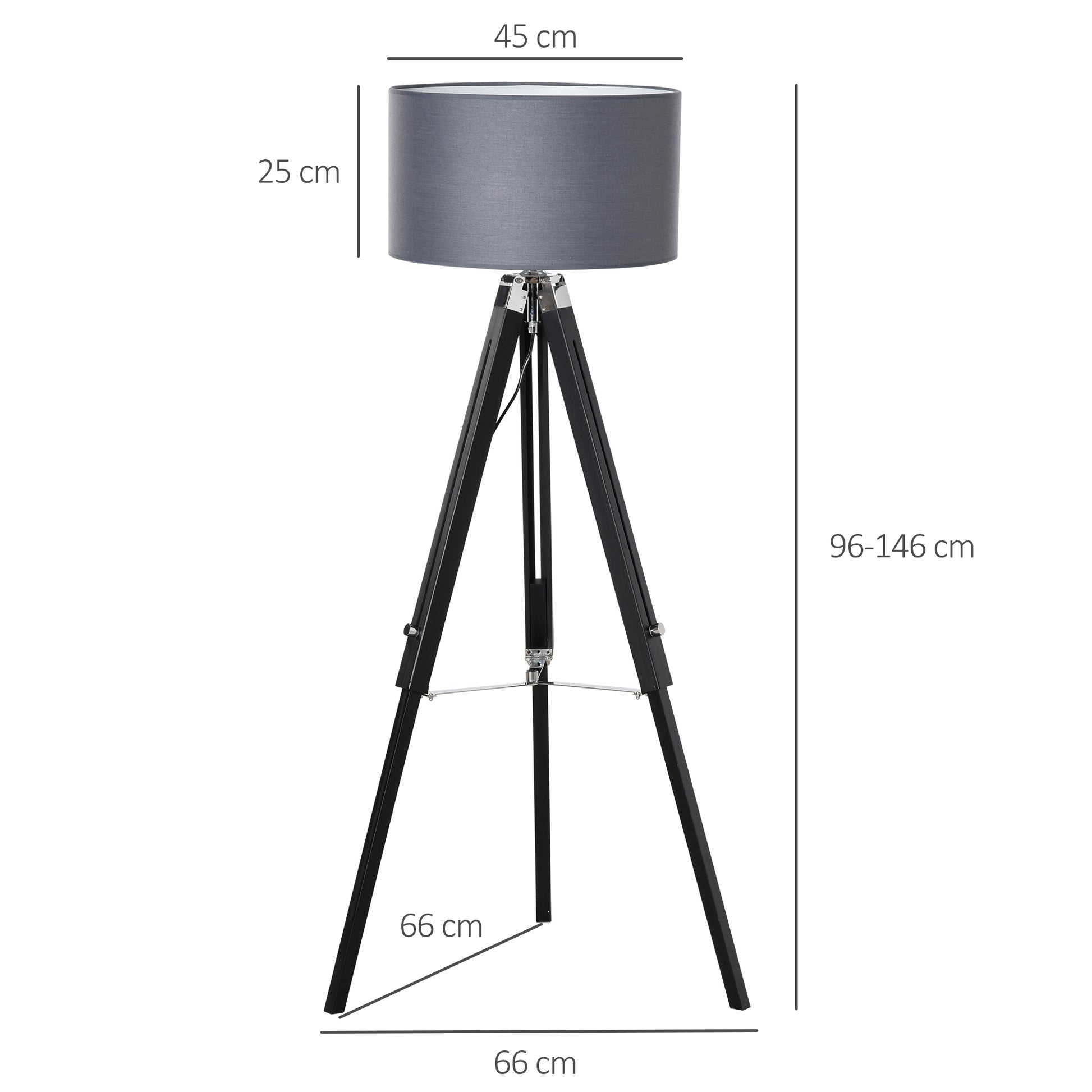 Homcom Modern Tripod Floor Lamps for Living Room with Fabric Lampshade