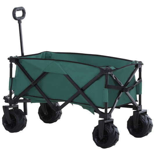 Outsunny Folding Metal Frame Garden Trolley - Green