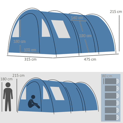 Outsunny 5-6 Man Tunnel Tent