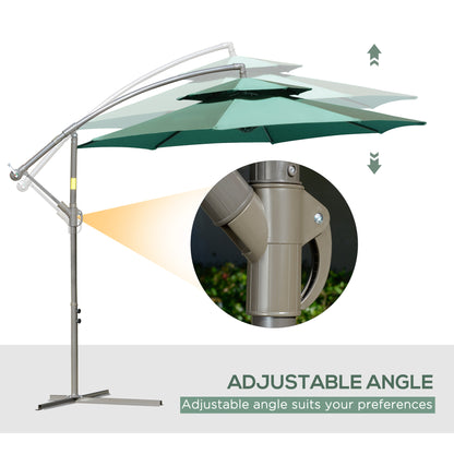 Outsunny 2.7M Garden Banana Parasol Cantilever Umbrella With Crank Handle