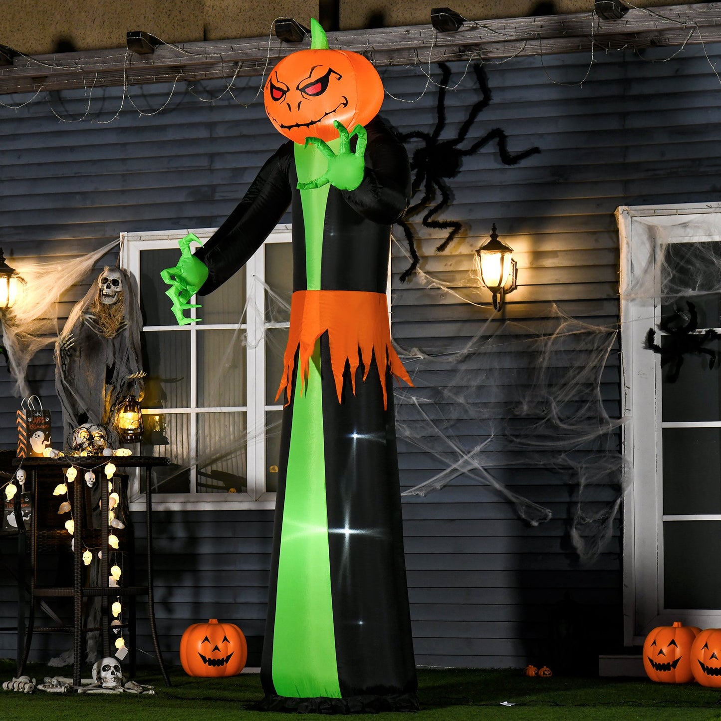 Homcom 2.7m Inflatable Halloween Pumpkin with Build-in LED for Party Garden Decorations