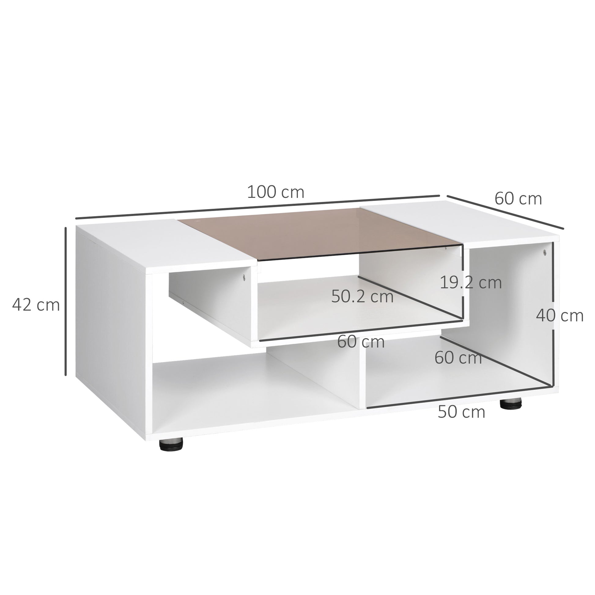 Homcom Modern Coffee Table with Tempered Glass Top