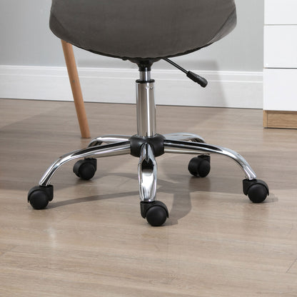 Vinsetto Ergonomic Office Chair Velvet Computer Home Study Chair Armless With Wheels Grey