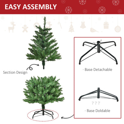 Homcom 4FT Prelit Artificial Christmas Tree with Warm White LED Light Holiday Home Decoration