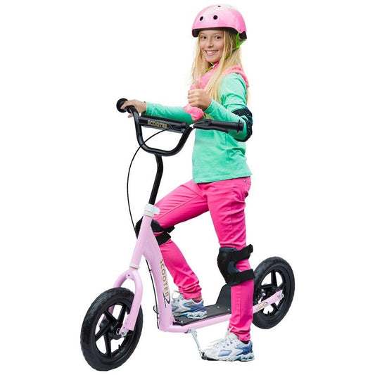 Homcom Teen Push Scooter Kids Children Stunt Scooter Bike Bicycle Ride On 12" Eva Tyres Pink