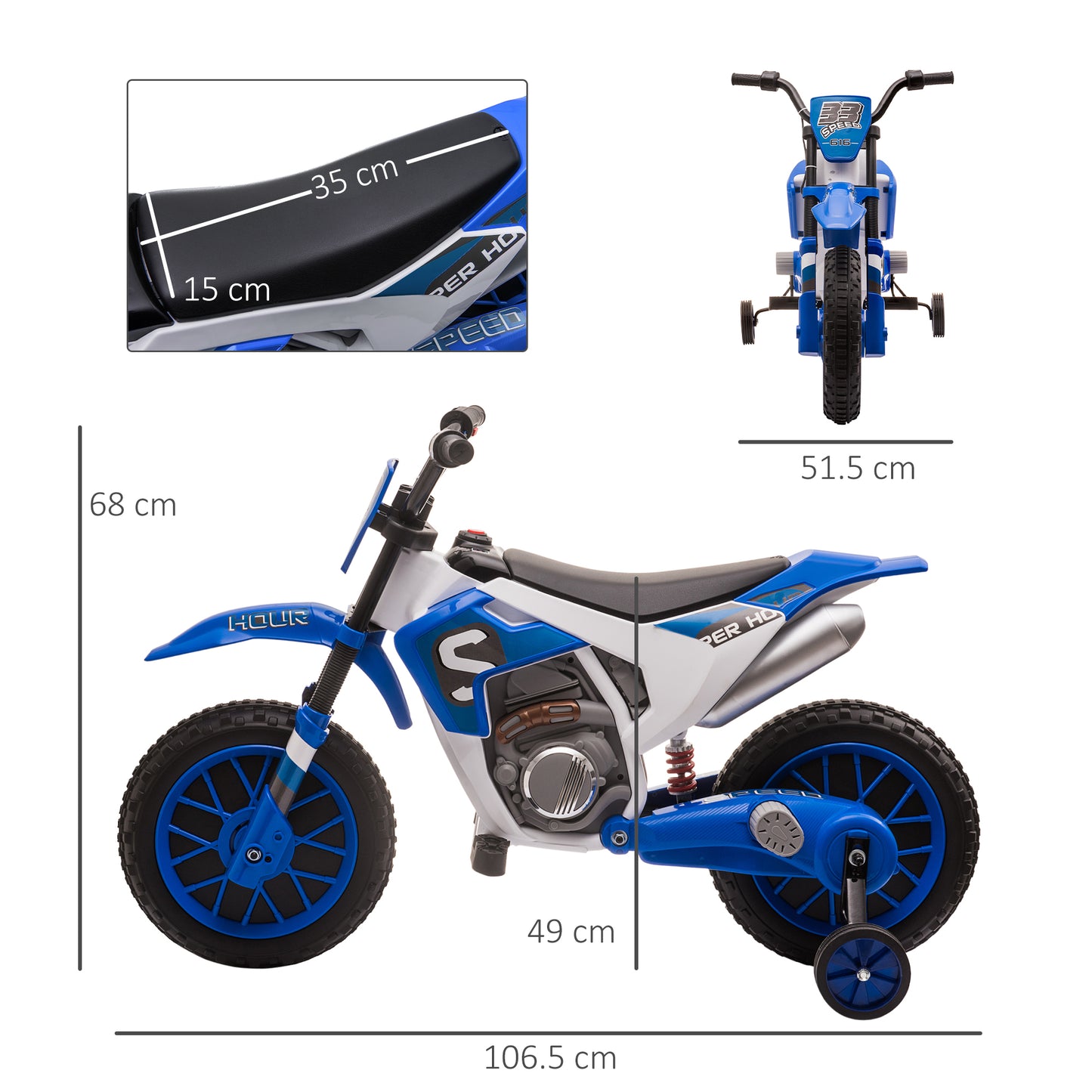 Homcom 12V Kids Electric Motorcycle Ride-On