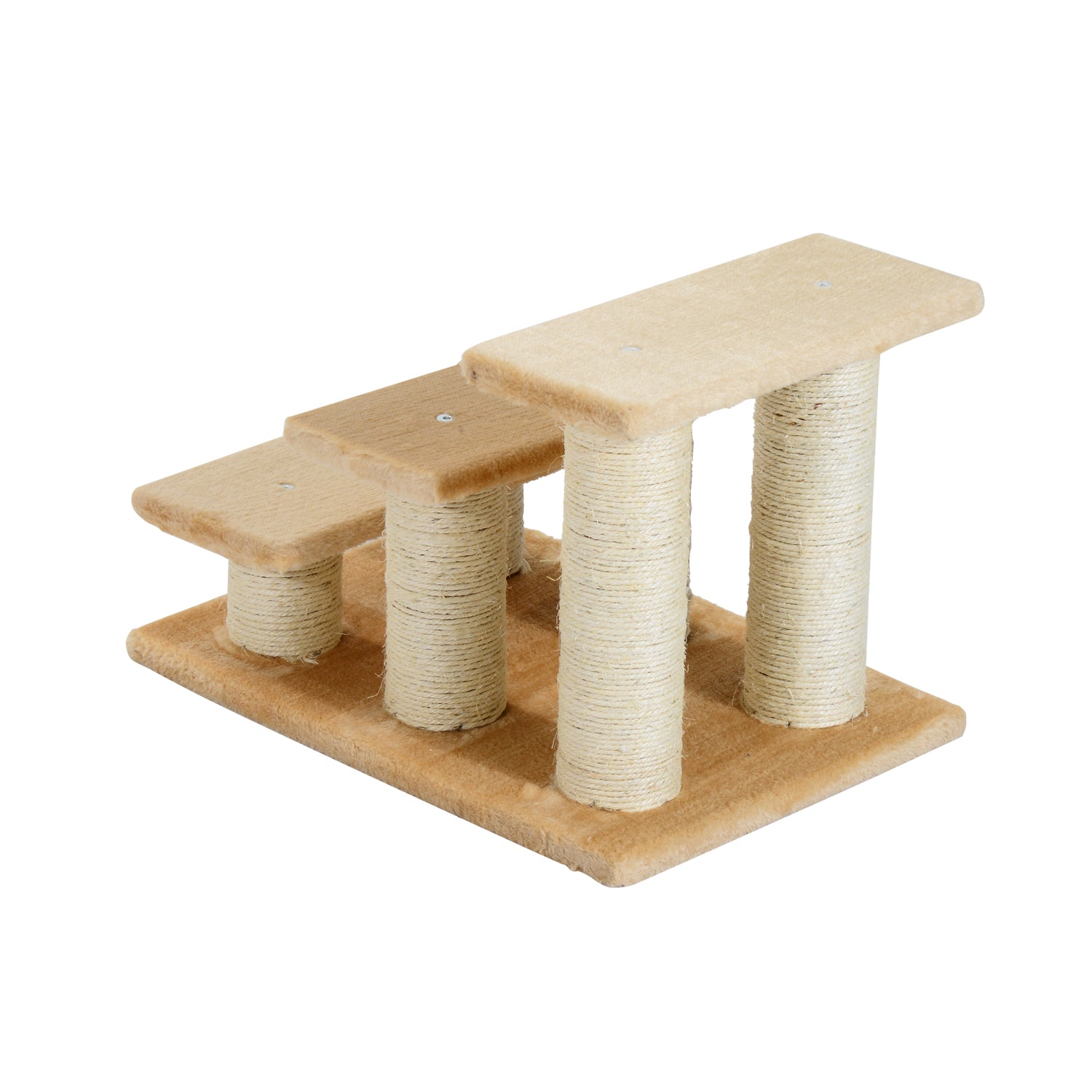 PawHut Cats 3-Tier Particle Board Stair Scratch Tree Beige