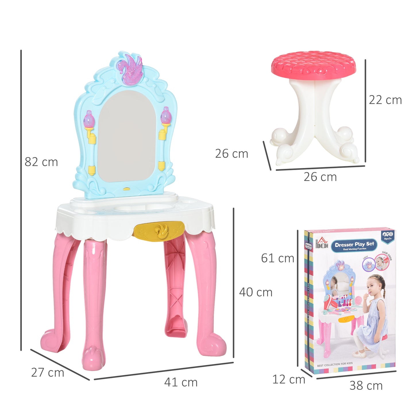 Homcom Children's 20 Pcs Beauty Dressing Table & Stool