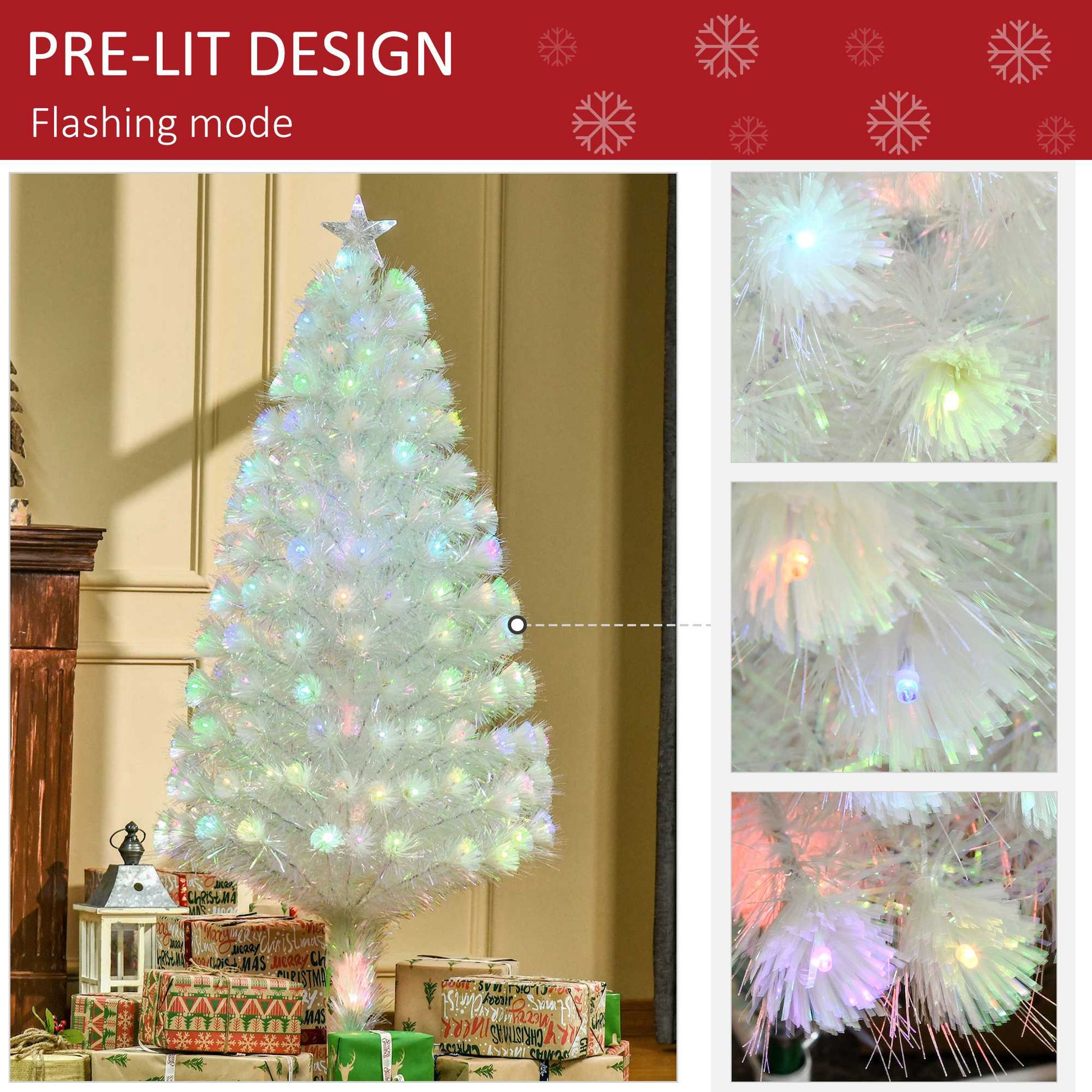 Homcom 5FT Prelit Artificial Christmas Tree with Fiber Optic LED Light