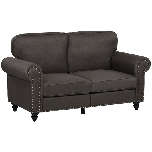 Two-Seater Mid-Century Sofa, with Pocket Springs - Dark Brown-0