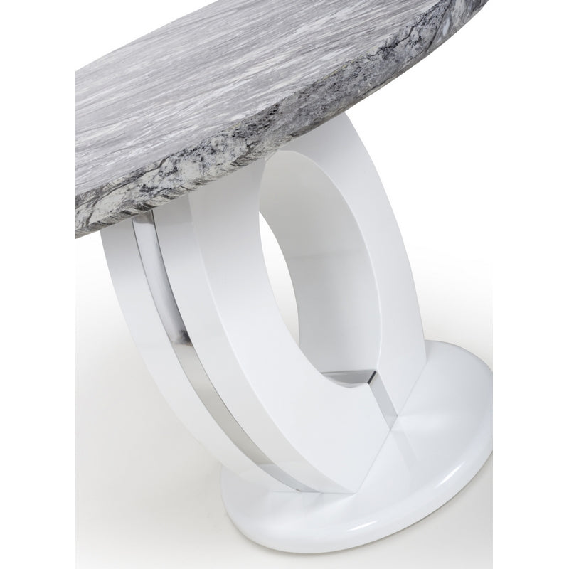 Contemporary Circular Dining Table White And Grey Marble Effect - 1m