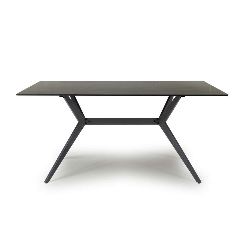 Industrial Dining Table Metal & Ceramic Black - 160cm