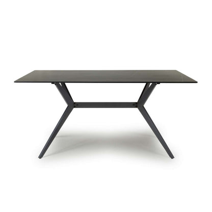 Industrial Dining Table Metal & Ceramic Black - 160cm