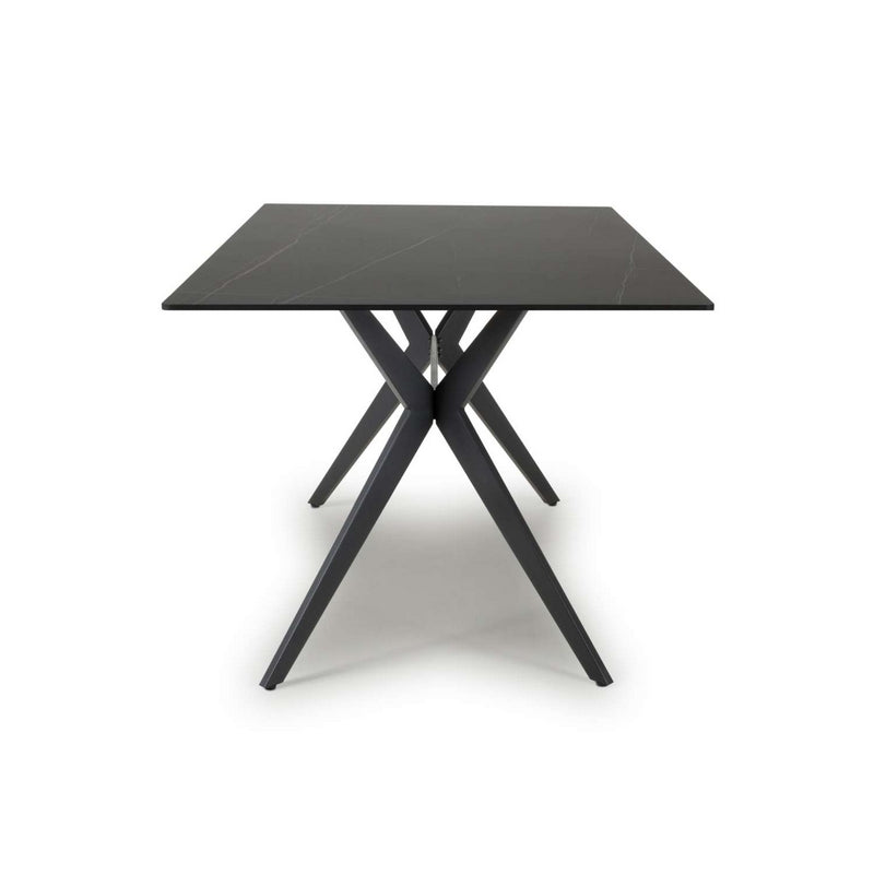 Industrial Dining Table Metal & Ceramic Black - 160cm