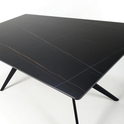 Industrial Dining Table Metal & Ceramic Black - 160cm