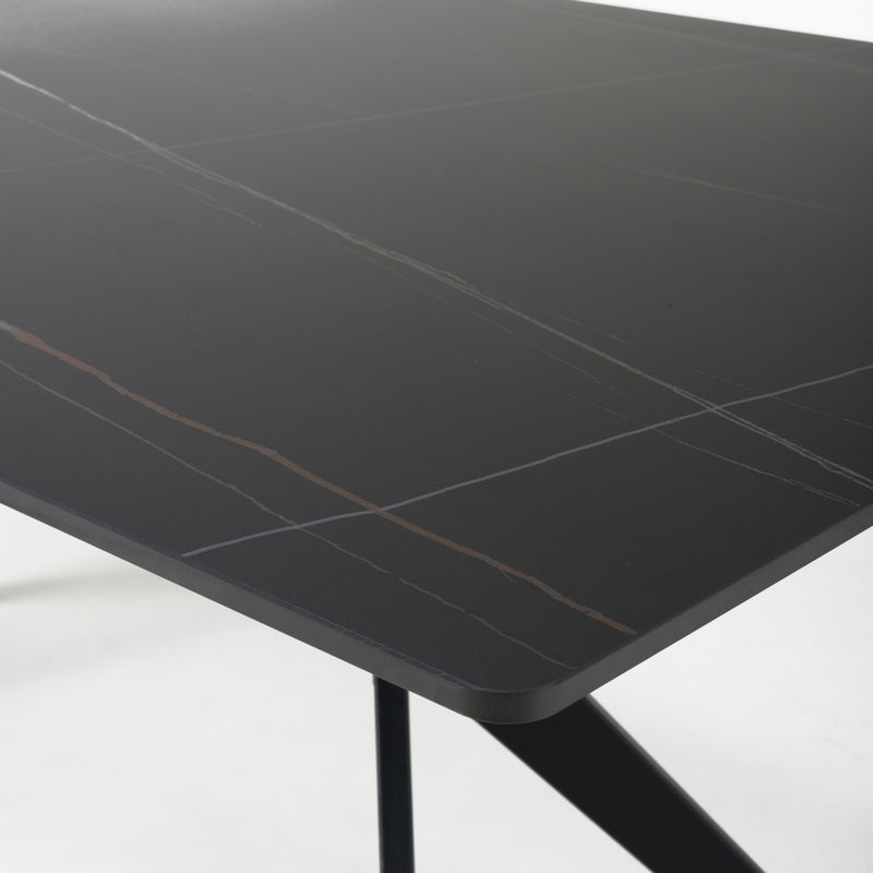 Industrial Dining Table Metal & Ceramic Black - 160cm