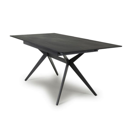 Industrial Dining Table Metal & Ceramic Black - Extendable 140-180cm