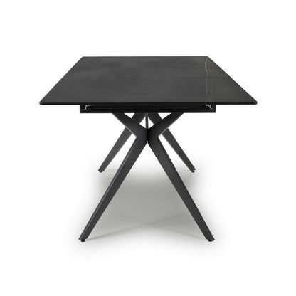 Industrial Dining Table Metal & Ceramic Black - Extendable 140-180cm