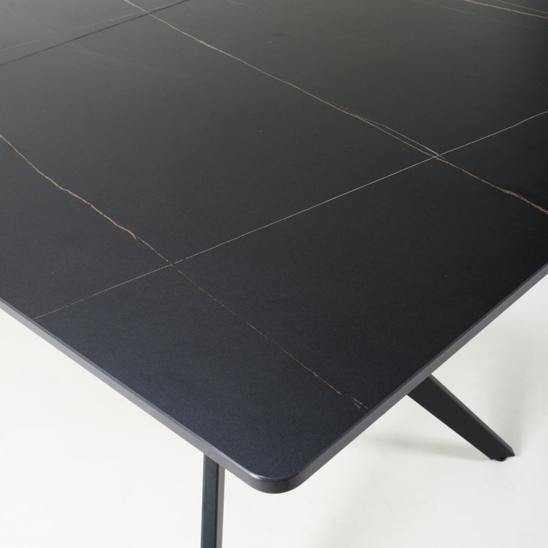 Industrial Dining Table Metal & Ceramic Black - Extendable 140-180cm