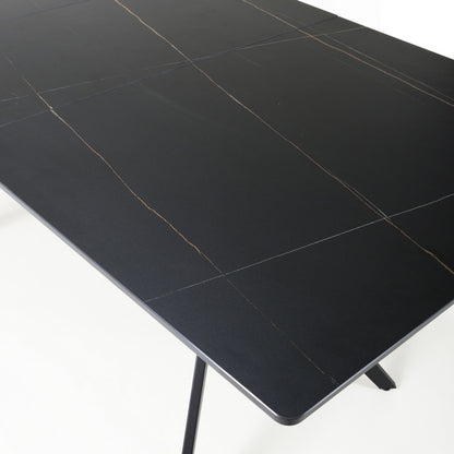 Industrial Dining Table Metal & Ceramic Black - Extendable 140-180cm