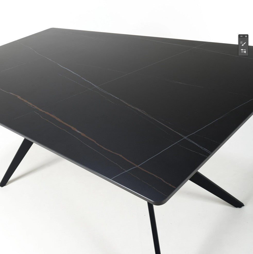 Industrial Dining Table Metal & Ceramic Black - 120cm