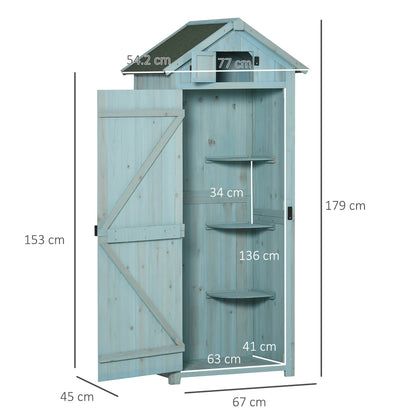 Rustica 179cm Single Door Reverse Apex Garden Store Fir Wood Blue by Steadfast