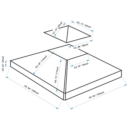 Outsunny 3(m) Gazebo Top Cover Double Tier Canopy Replacement Pavilion Roof Deep Grey