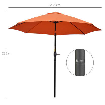 Outsunny 2.6M Patio Parasol Sun Umbrella