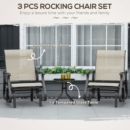 Outsunny Set of 3 Gliding Chair & Tea Table Set