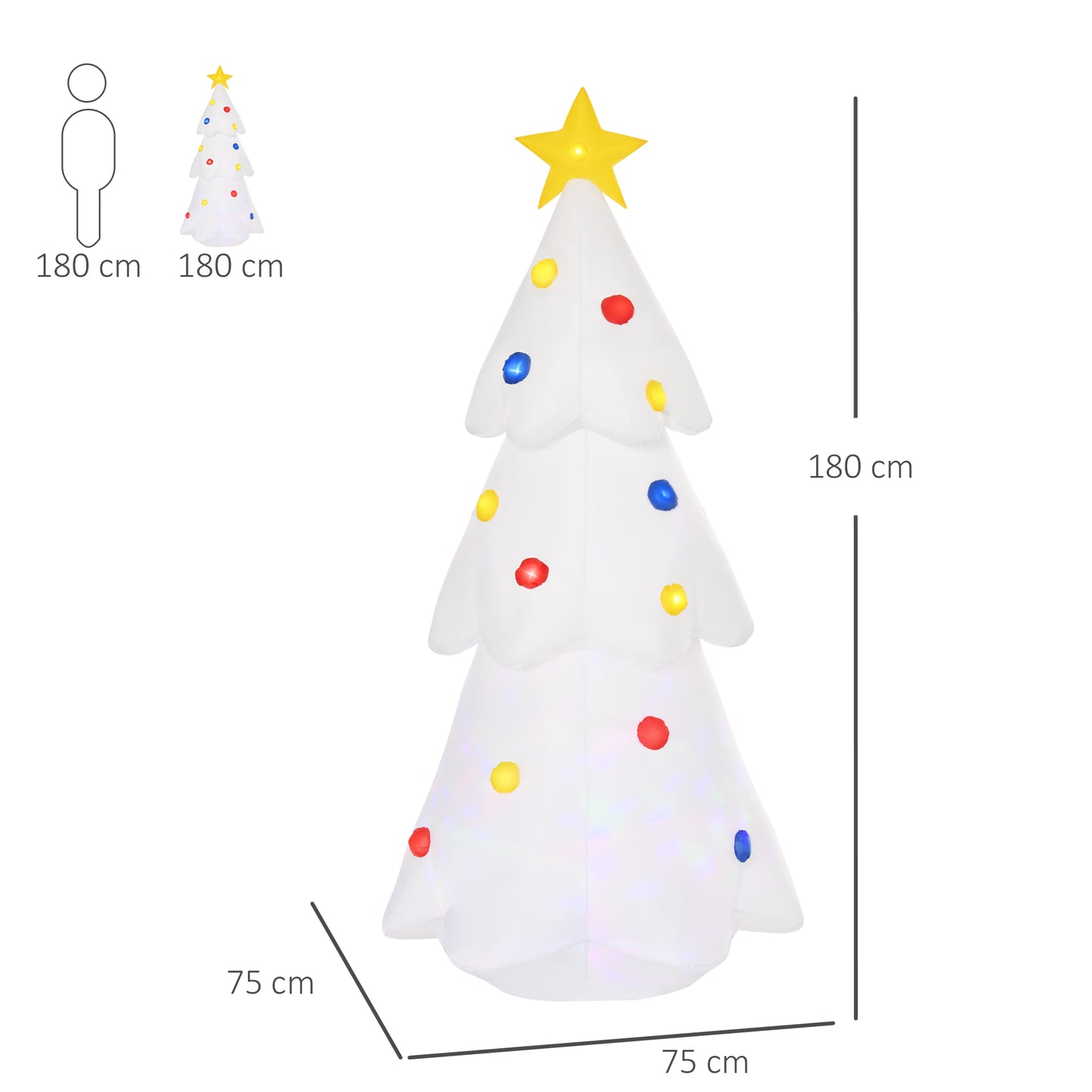 Homcom 6FT Christmas Inflatable Tree LED Lighted for Home Indoor Outdoor Decoration White