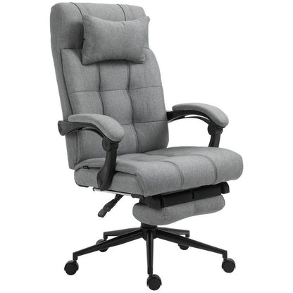 Vinsetto Office Chair With Footrest Ergonomic Office Chair With Armrests Lumber Support And Headrest Light Grey