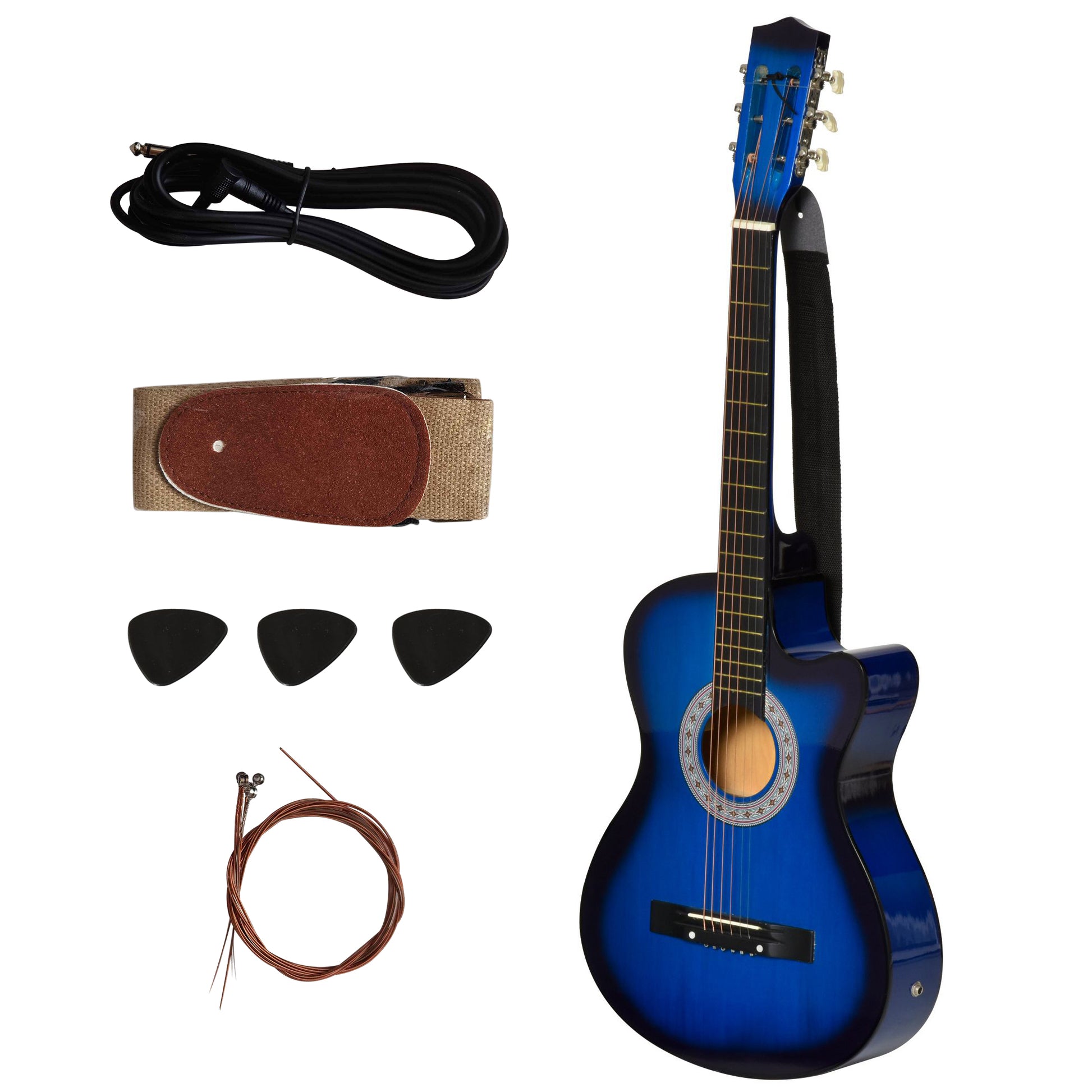 Homcom 38" Beginners Basswood Acoustic Guitar Blue