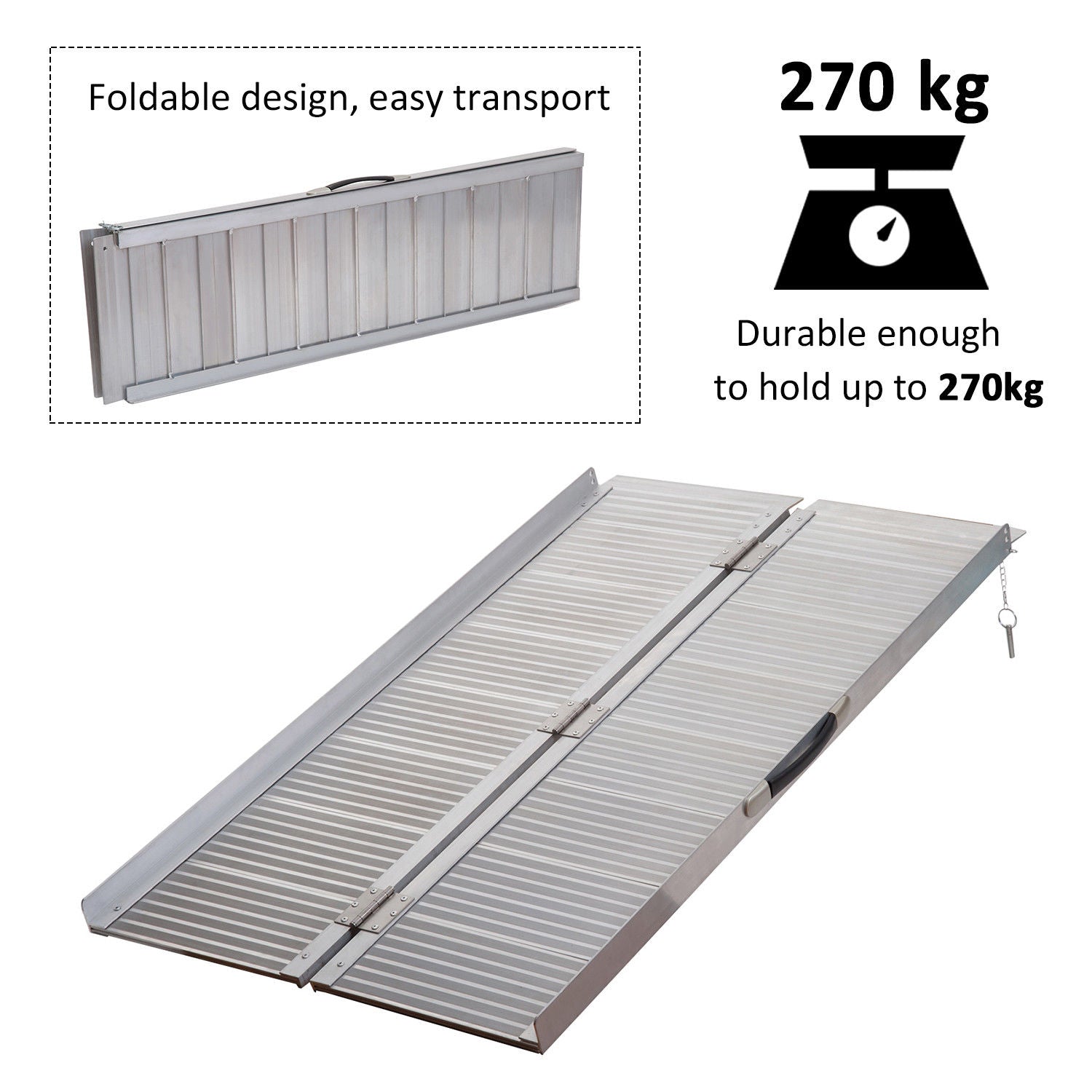 Homcom Folding Aluminum Ramp Wheelchairs/Scooters/Pet Mobility Ramp W/Handle 40"