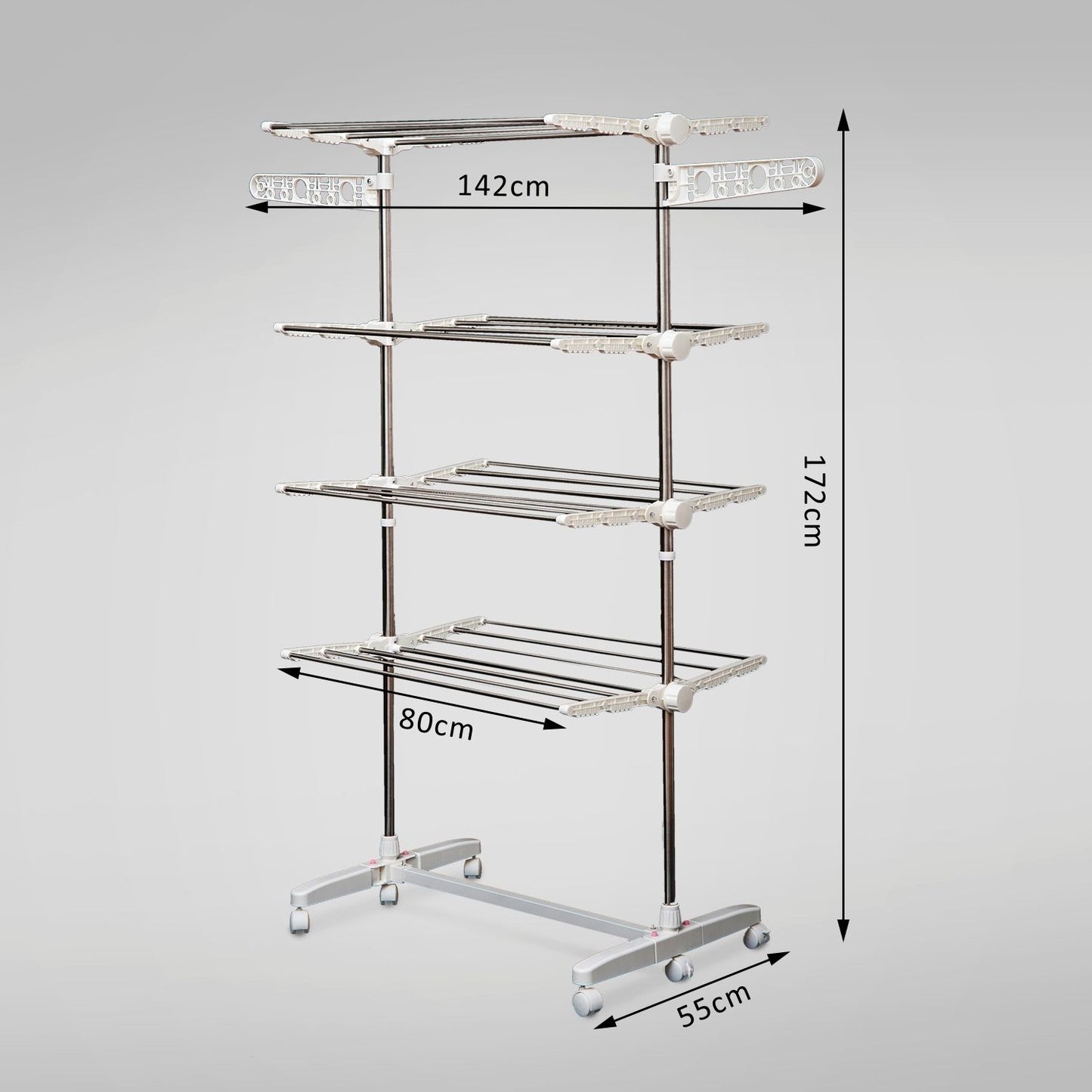 Homcom Folding Cloth Rail Adjustable Garment Rack With Wheels (4 Layer)