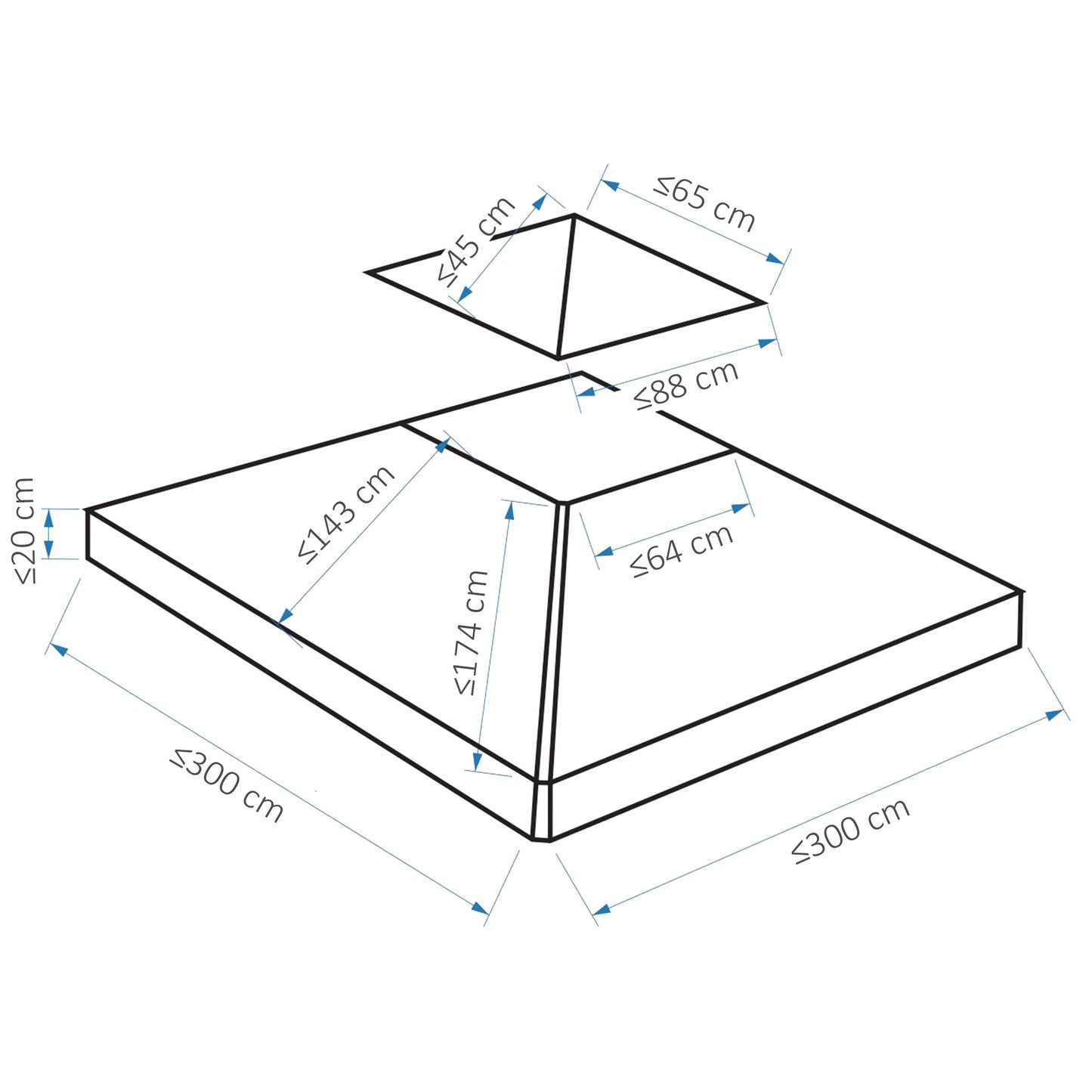 Outsunny 3(m) Gazebo Top Cover Double Tier Canopy Replacement Pavilion Roof Deep Beige