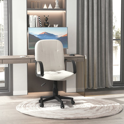 Homcom PU Leather Swivel Home Office Chair Cream