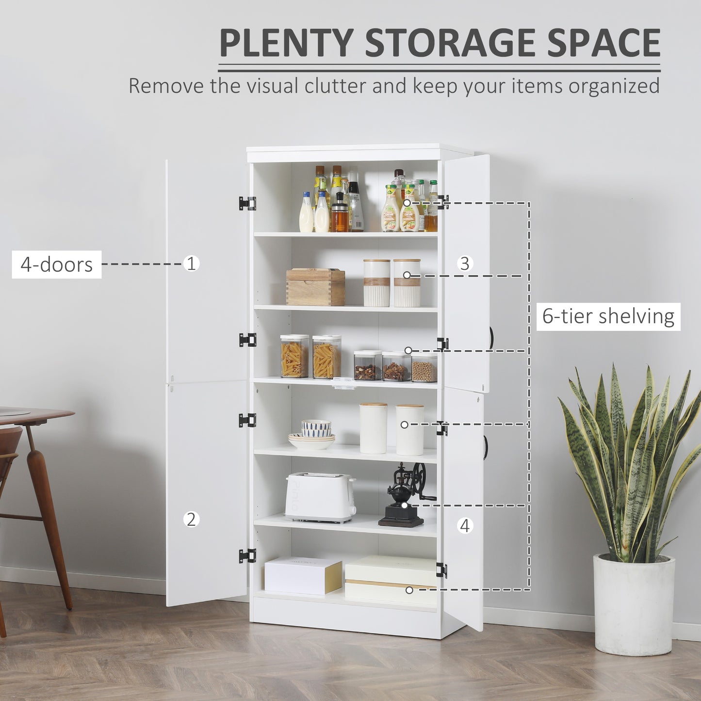 Homcom 4-Door Tall Kitchen Cupboard