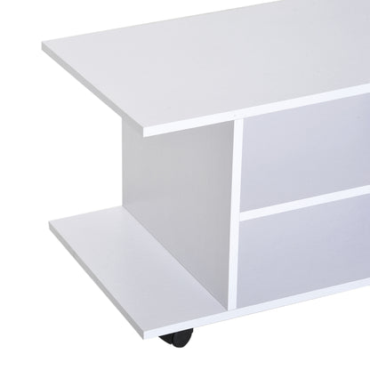 Homcom Modern TV Cabinet Stand Storage Shelves Table Mobile Bedroom Furniture Bookshelf Bookcase White New