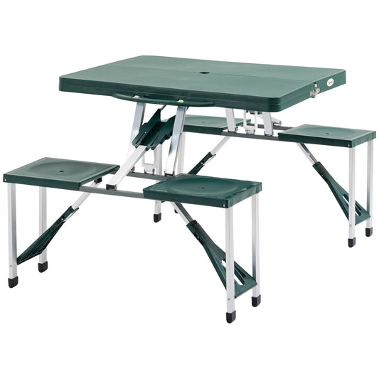 Folding Camping Table with Stools Set Aluminum Bench Picnic Garden Party BBQ Portable-0