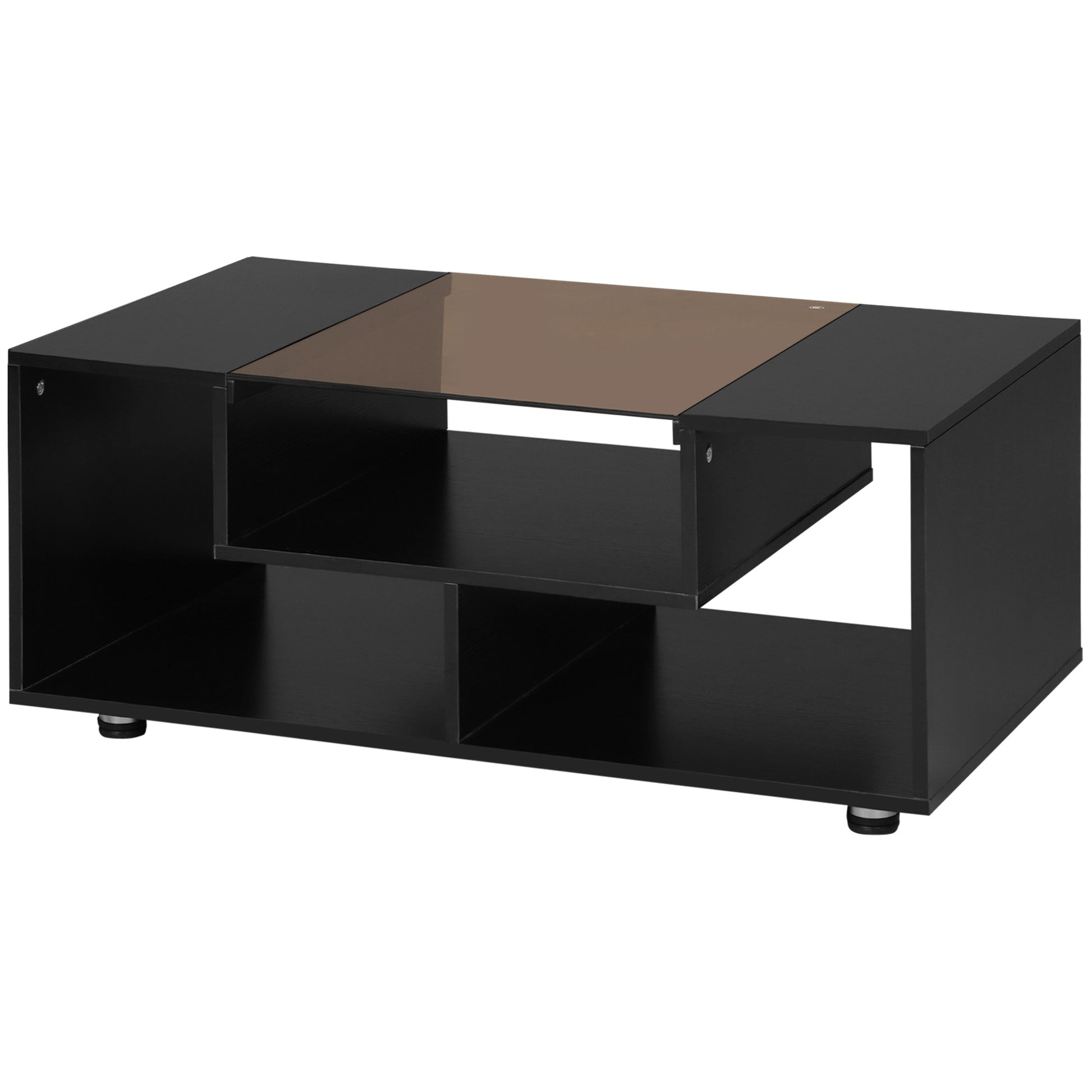 Homcom Modern Coffee Table with Tempered Glass Top