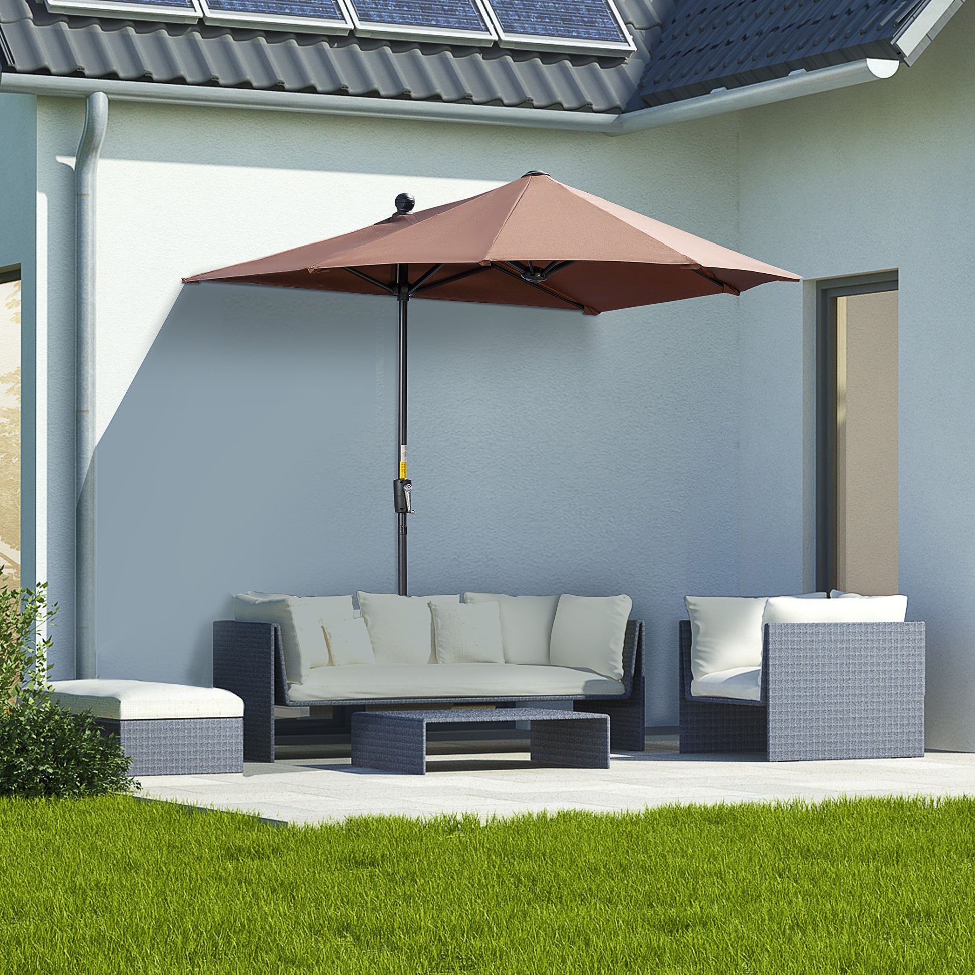 Outsunny 2m Half-Cut Garden Parasol