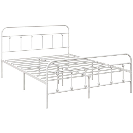 King Size Minimalistic Metal Bed Frame - White-0