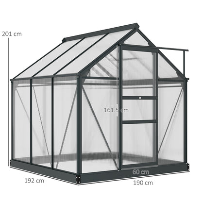 Outsunny Clear Polycarbonate Greenhouse Large Walk-In Green House Garden Plants Grow Galvanized Base Aluminium Frame With Slide Door