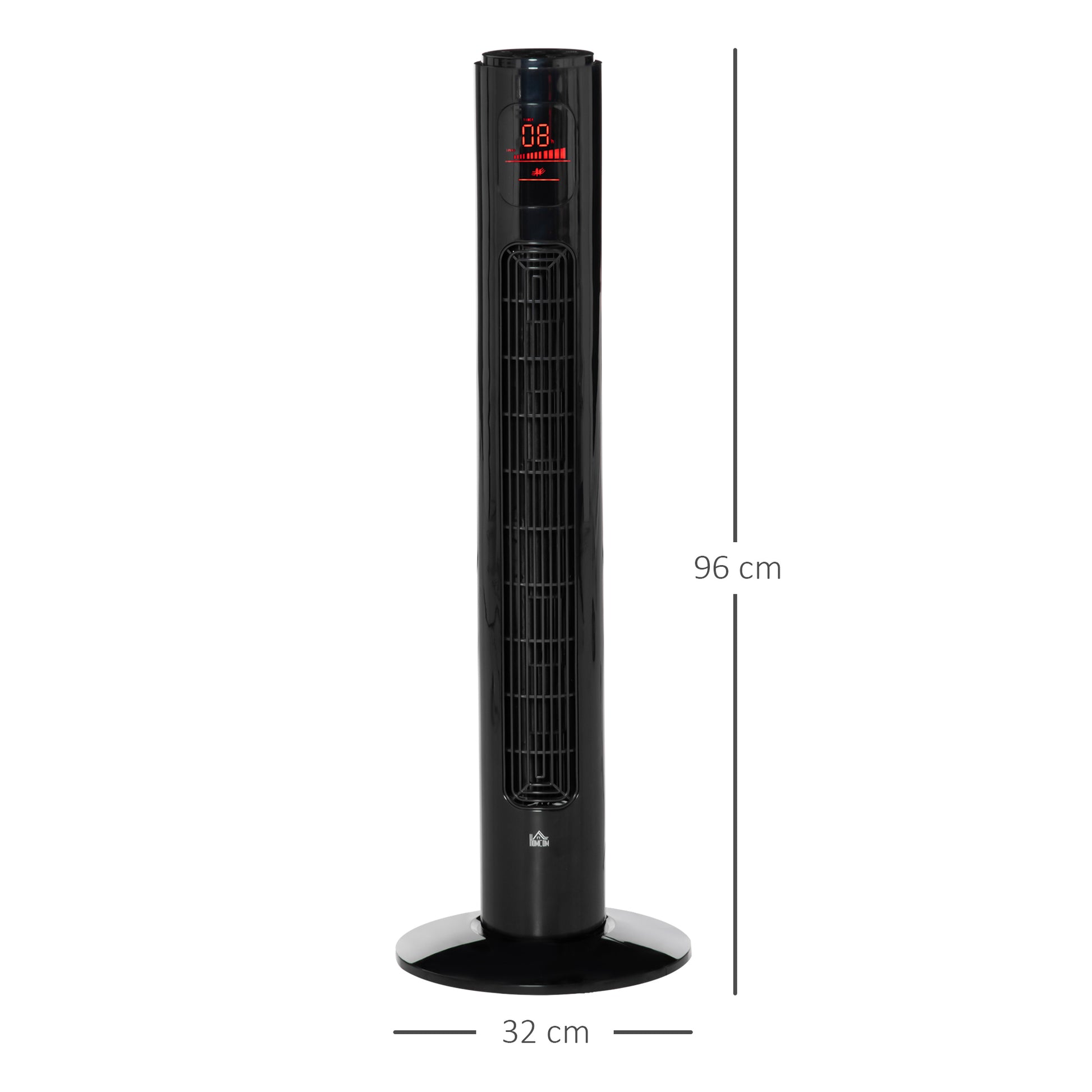 12" Oscillating Three Speed Tower Fan With Timer Black by Homcom