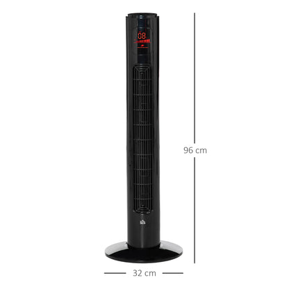 12" Oscillating Three Speed Tower Fan With Timer Black by Homcom